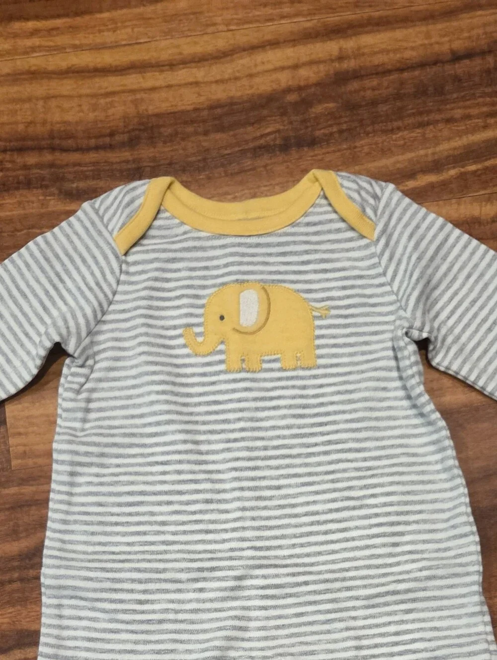 Gymboree NWT 0-3 months gray and white striped one piece elephant romper